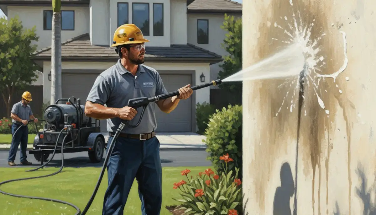 Pressure cleaning service in Modesto, CA removing dust and grime from exterior surfaces