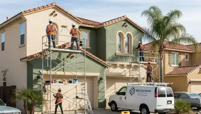 Professional painters in Modesto, CA completing interior painting for a residential home