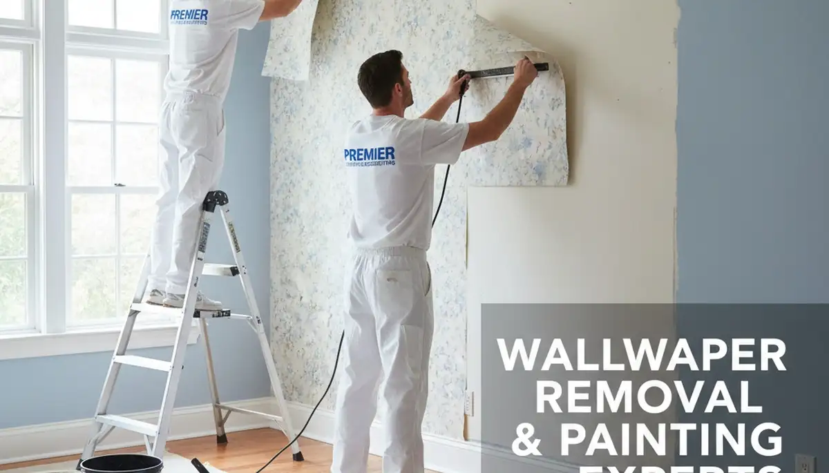 Modesto, CA painters removing wallpaper to prepare walls for a smooth finish